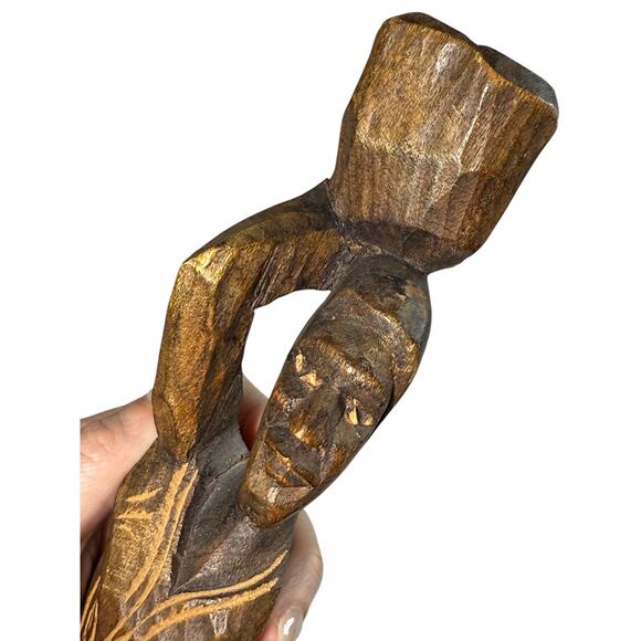 Vintage African Tribal Woman Carved Wooden Statue 12" Figure Folk Art Sculpture - Picture 7 of 13